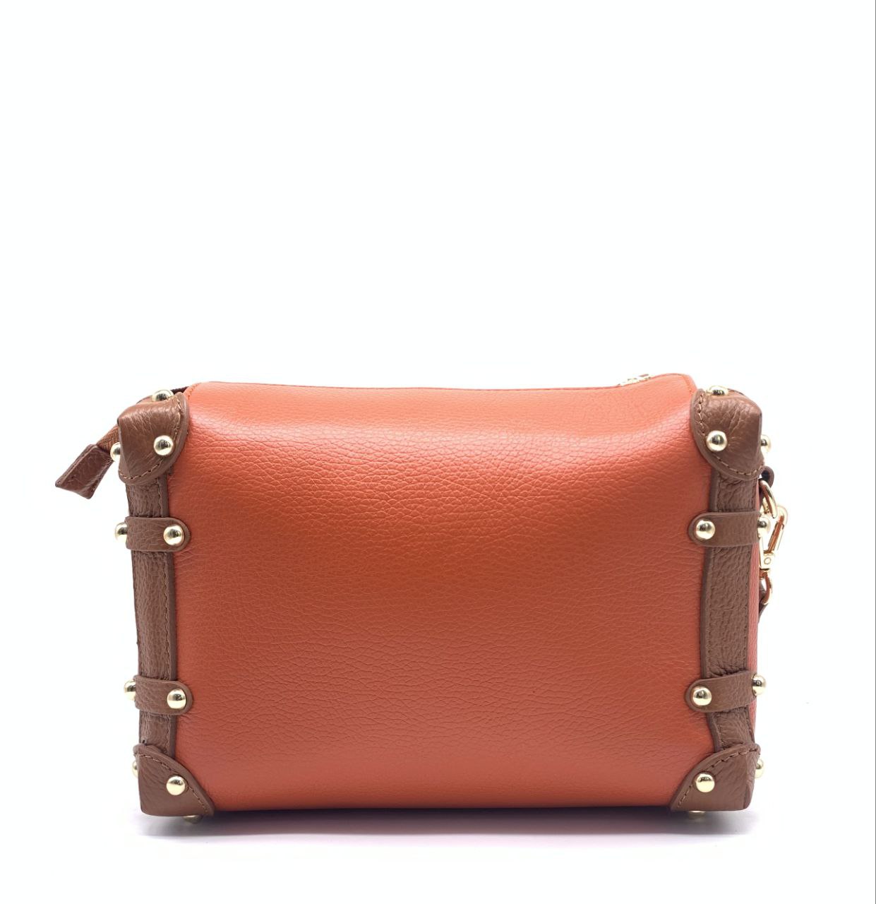 Sac bandoulière clouté en cuir véritable