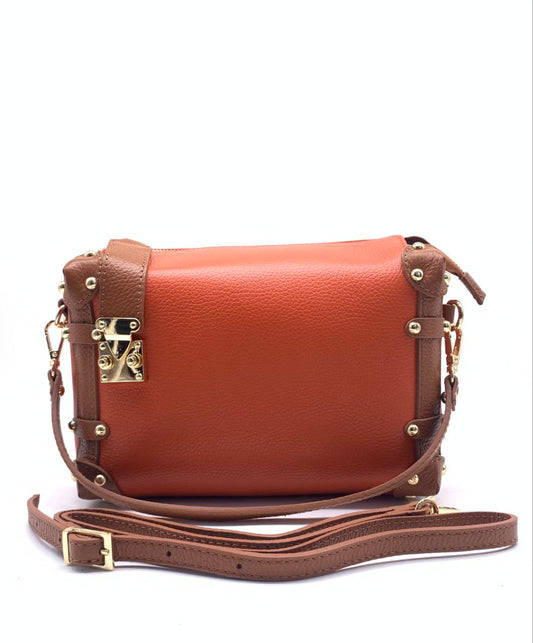 Sac bandoulière clouté en cuir véritable