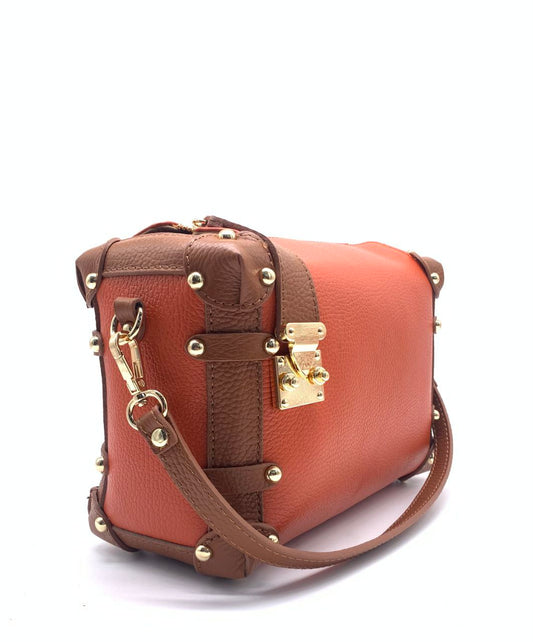 Sac bandoulière clouté en cuir véritable