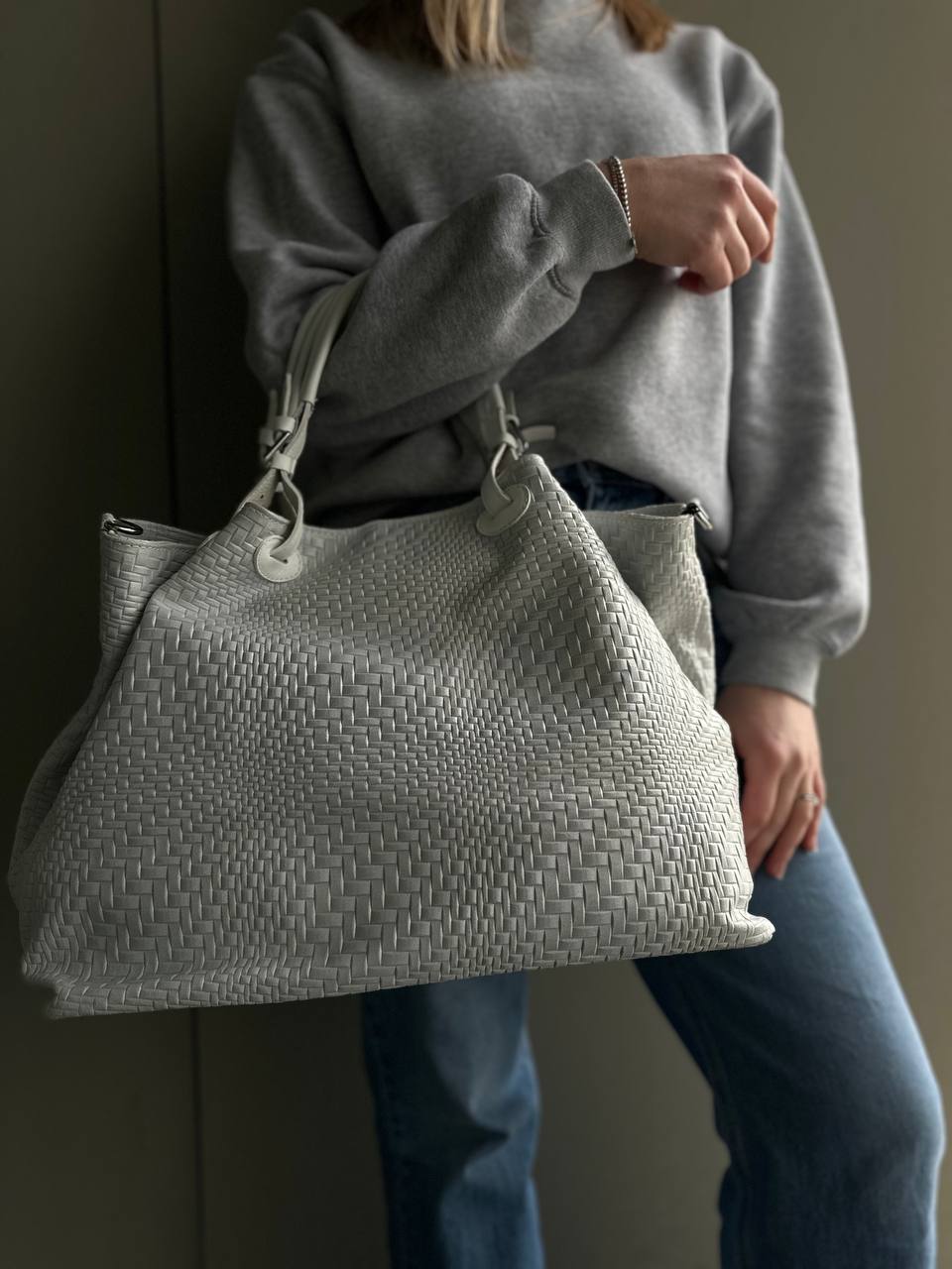 Sac fourre-tout en cuir tressé