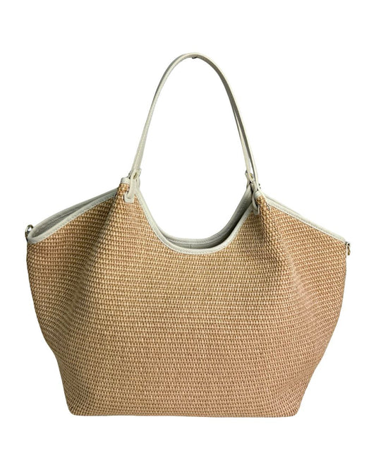 Sac en raphia et cuir italien — Fait main