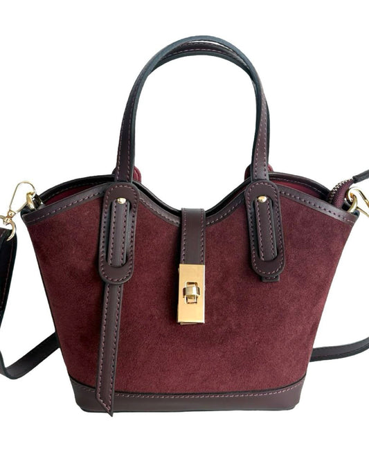 Mini sacoche en daim et cuir — Fabriqué en Italie