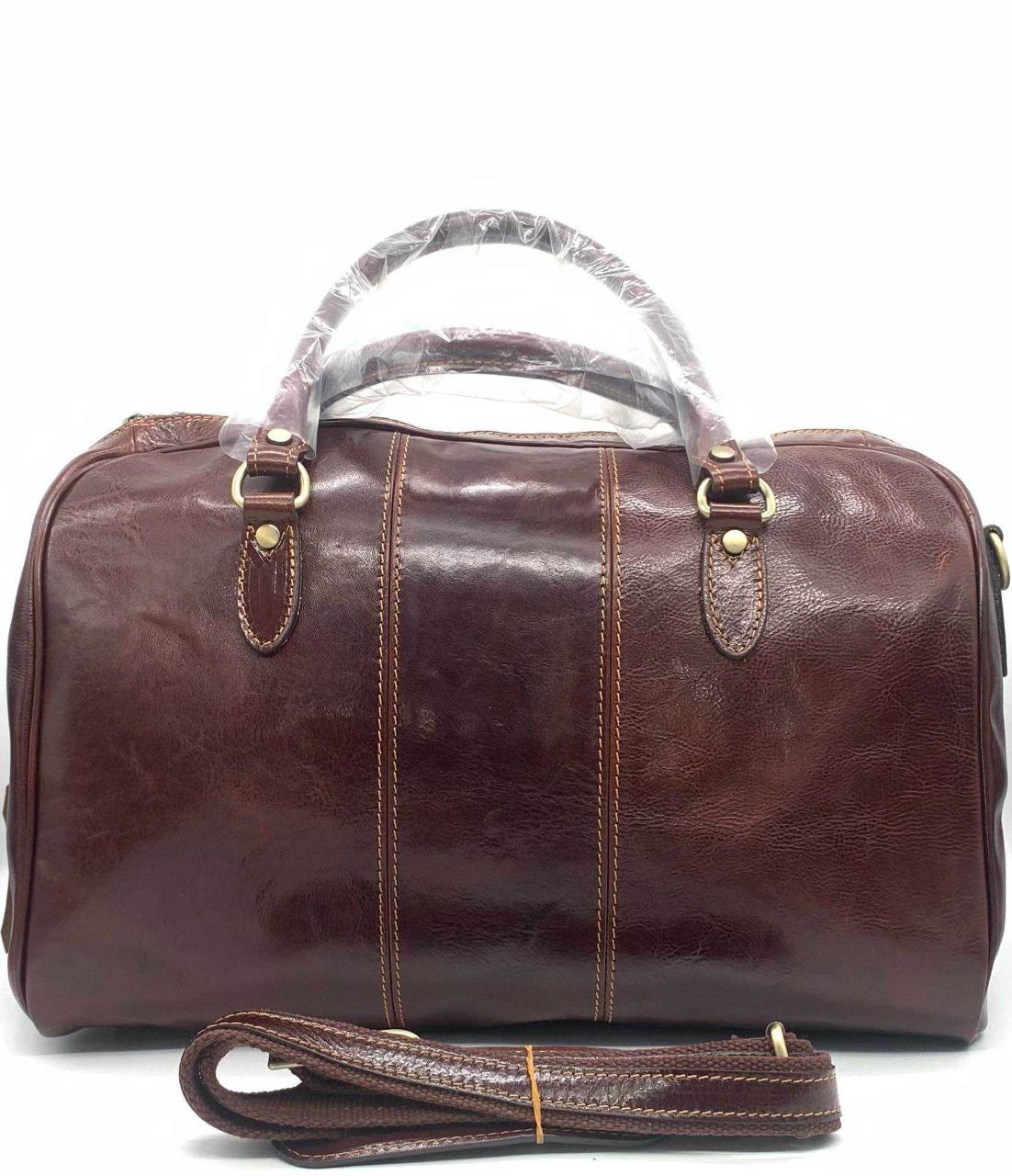 Sac de voyage en cuir véritable — Bandoulière amovible