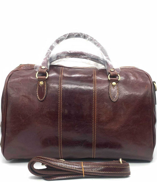 Genuine Leather Travel Duffel — Removable Shoulder Strap