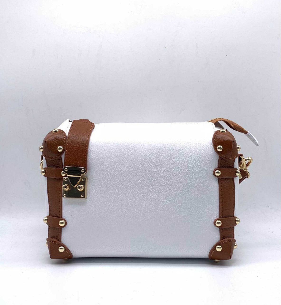Sac bandoulière clouté en cuir véritable