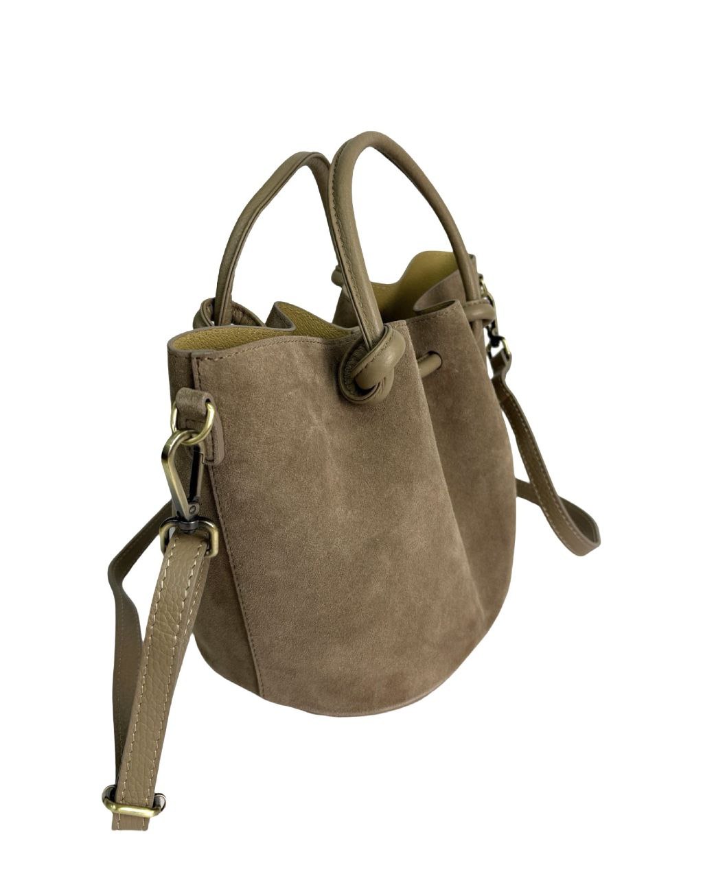 Sac seau en cuir italien avec poignées nouées et fermeture éclair centrale par Modex™