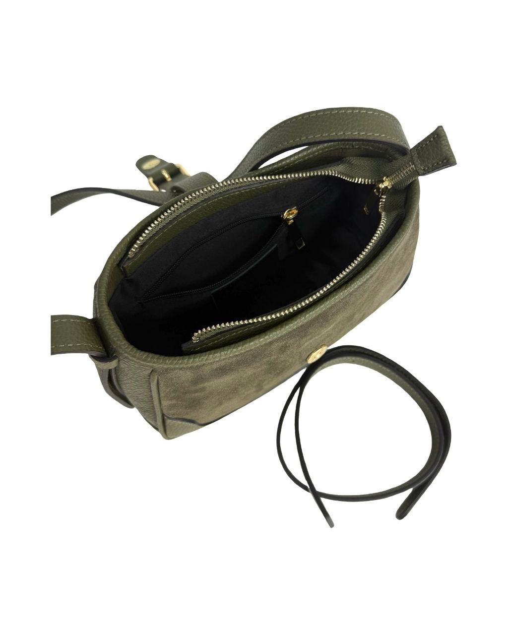 Sac à bandoulière en daim italien — compact mais frappant