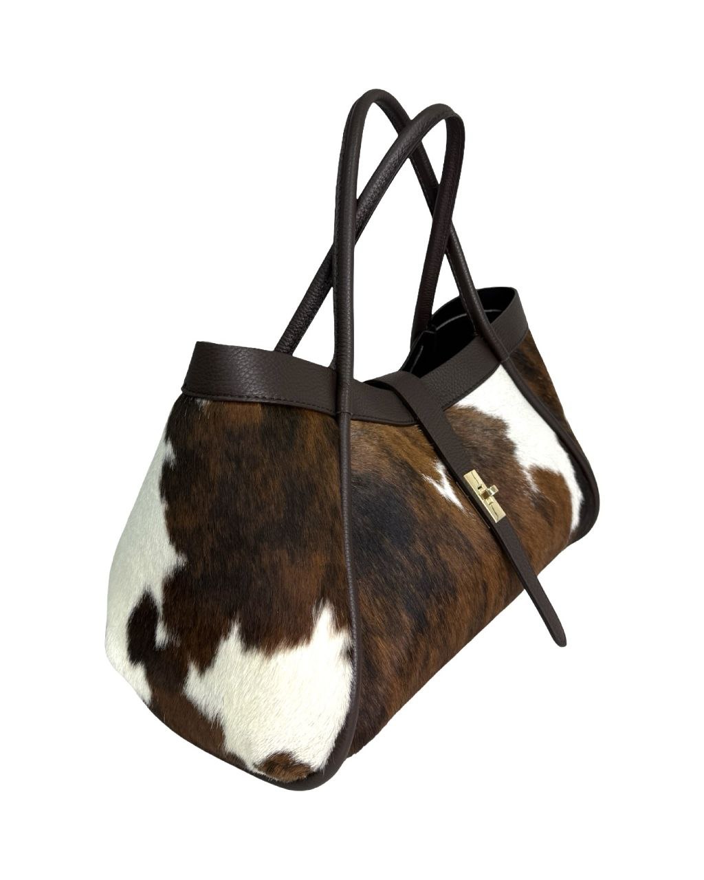 Sac fourre-tout en cuir de vachette avec poils — chaque pièce est unique