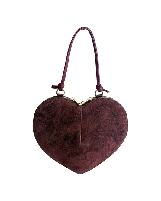 Mini sac en daim en forme de cœur