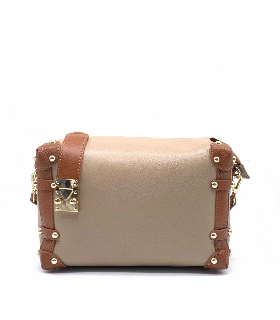 Sac bandoulière clouté en cuir véritable