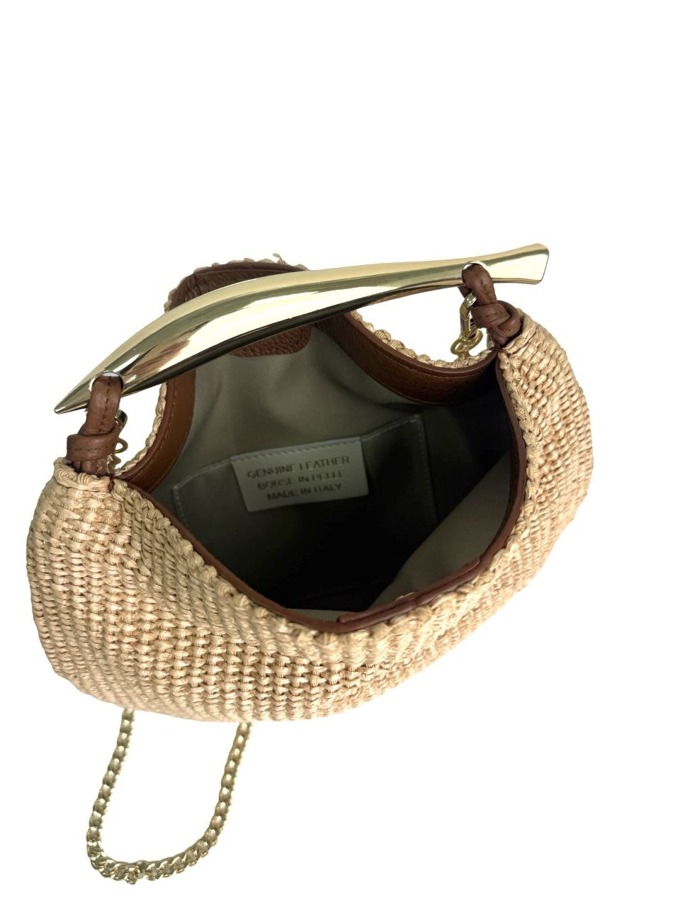 Sac à main en cuir véritable et raphia – Qualité premium, fabriqué en Italie