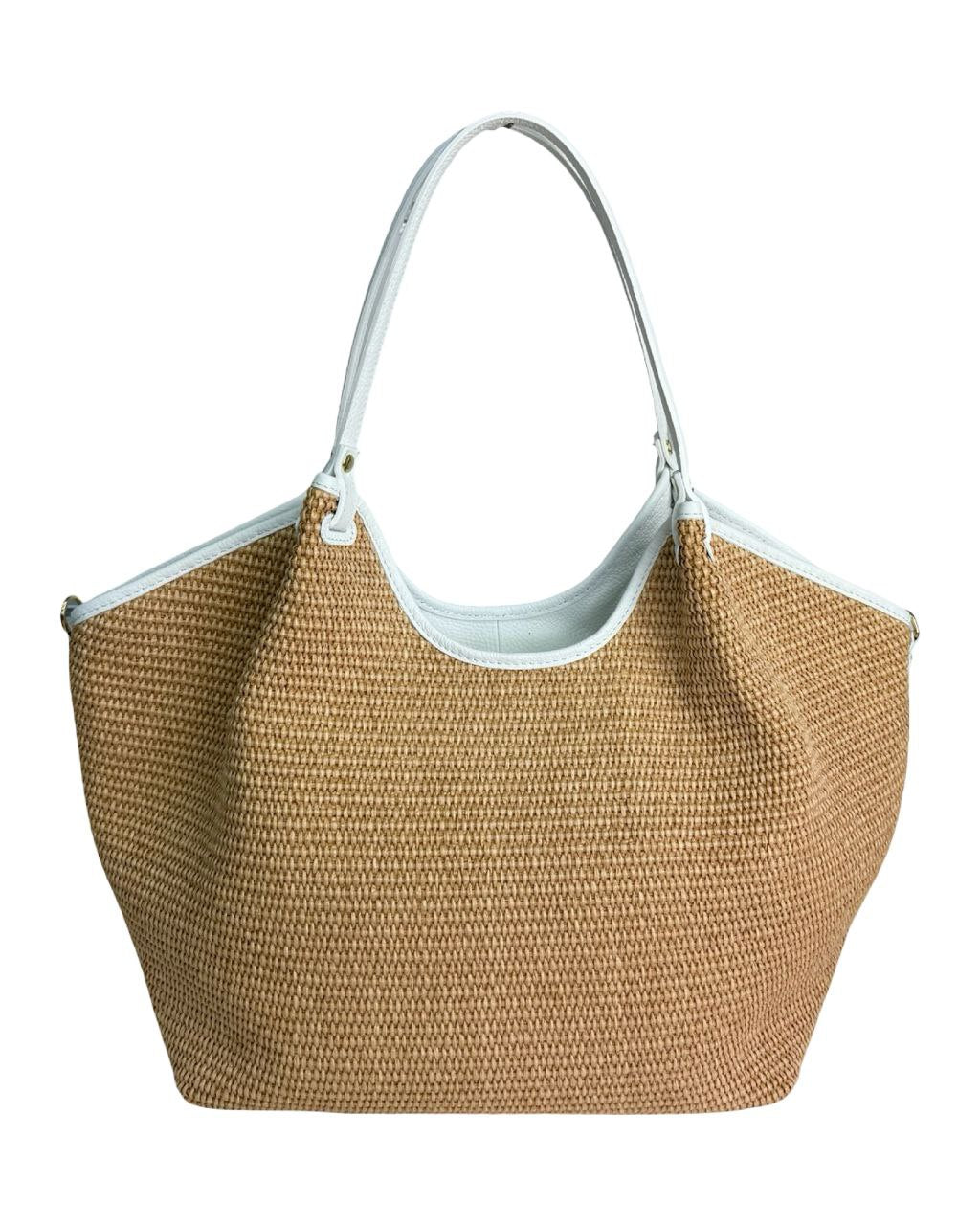 Sac en raphia et cuir italien — Fait main