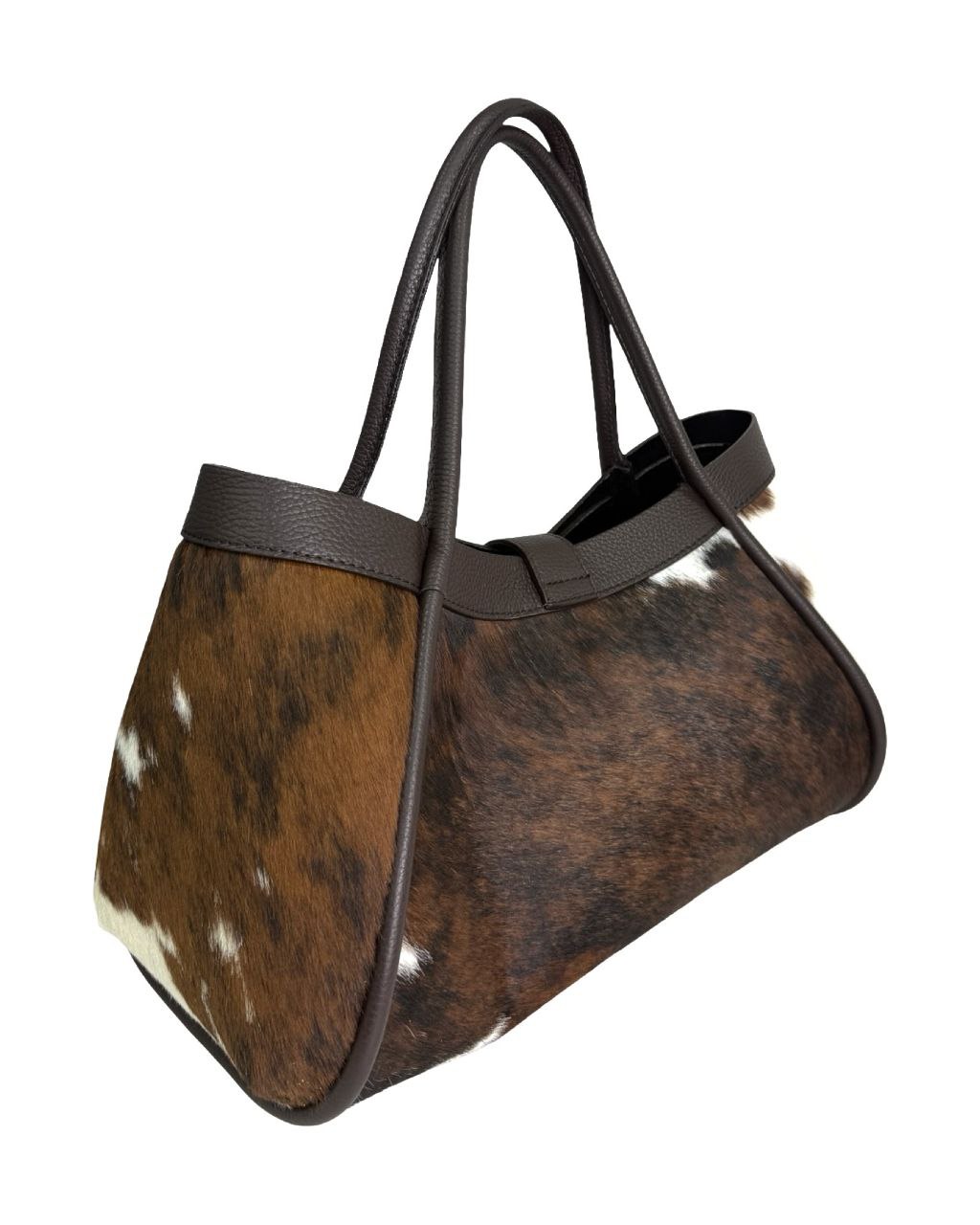 Sac fourre-tout en cuir de vachette avec poils — chaque pièce est unique