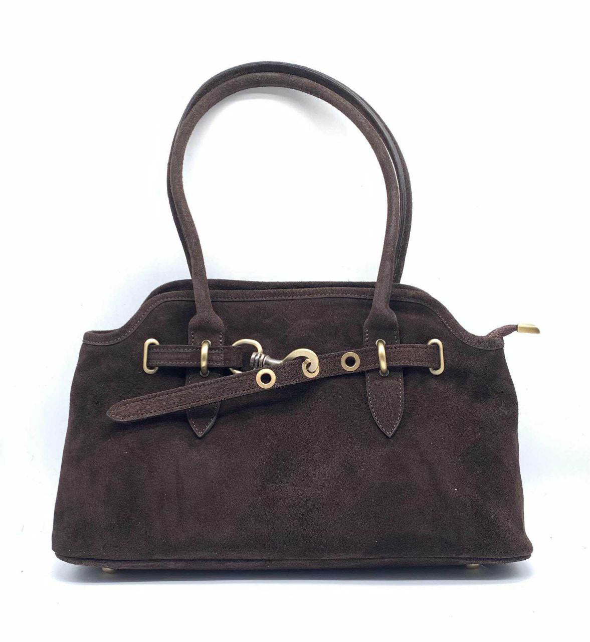 Sac à main élégant en daim aux détails raffinés