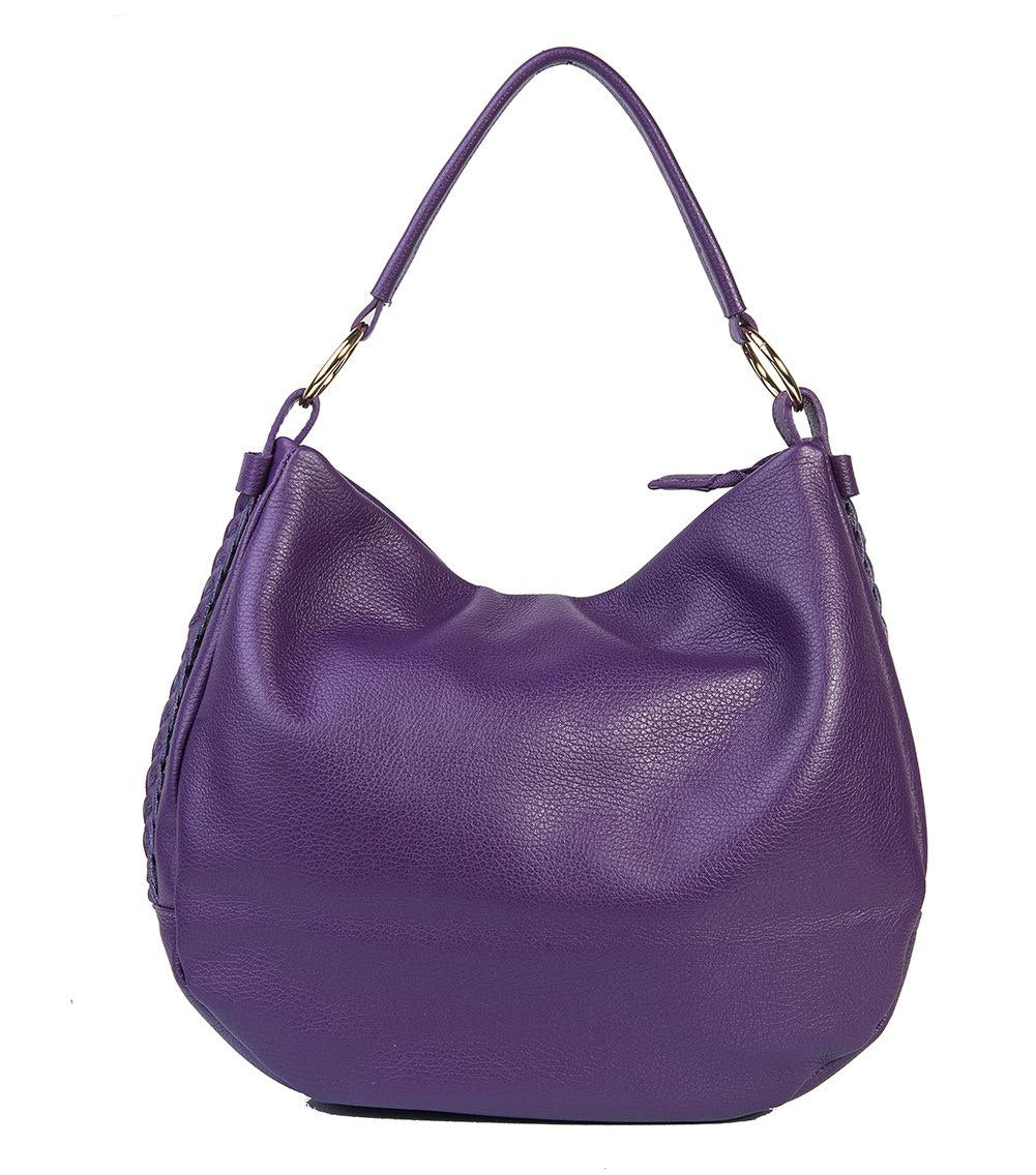 Sac hobo en cuir italien avec détails latéraux tressés par Modex™