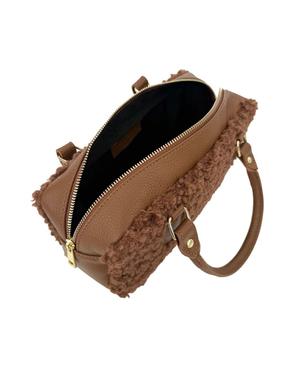 Sac à main en cuir italien Teddy — Luxe douillet, fabriqué en Italie