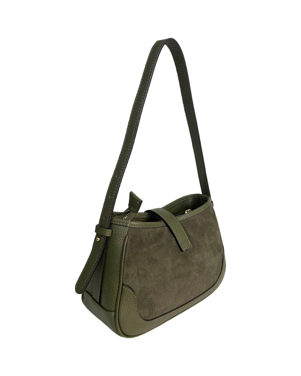 Sac à bandoulière en daim italien — compact mais frappant