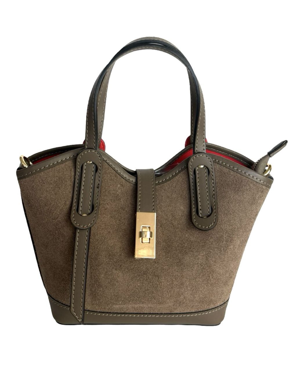 Mini sacoche en daim et cuir — Fabriqué en Italie