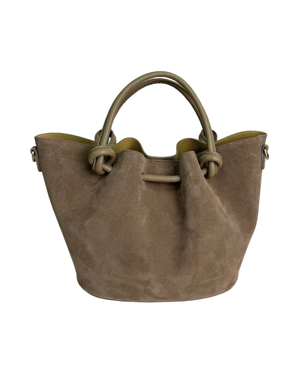 Sac seau en cuir italien avec poignées nouées et fermeture éclair centrale par Modex™