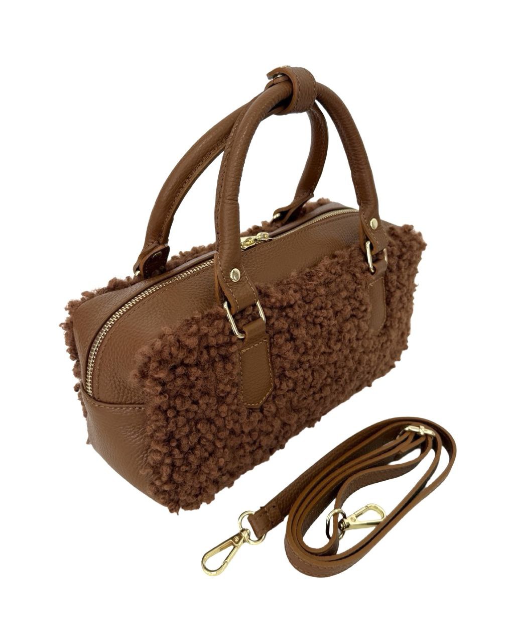 Sac à main en cuir italien Teddy — Luxe douillet, fabriqué en Italie