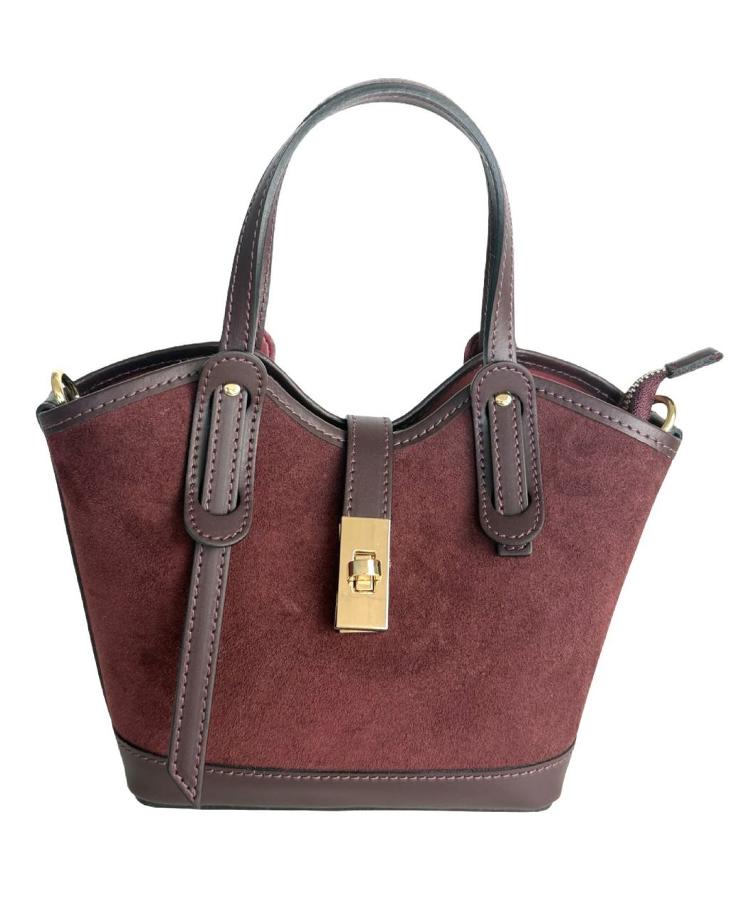 Mini sacoche en daim et cuir — Fabriqué en Italie