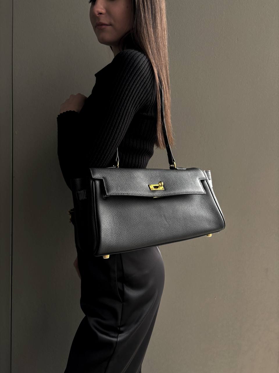 Sac en cuir haut de gamme avec fermeture à cadenas originale, fabriqué en Italie
