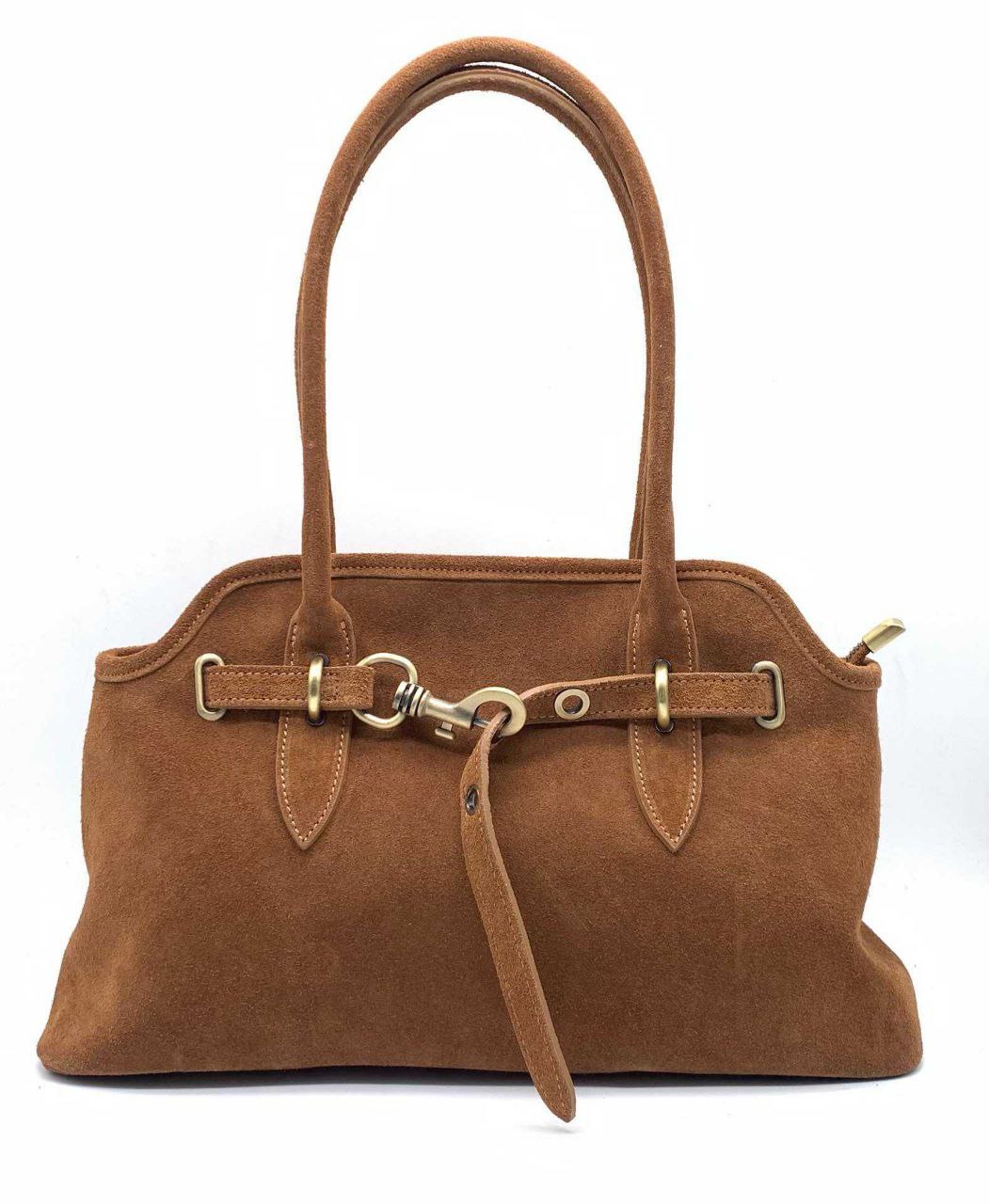 Sac à main élégant en daim aux détails raffinés