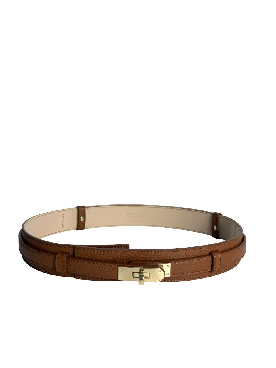 Ceinture ajustable en cuir italien avec boucle dorée par Modex™