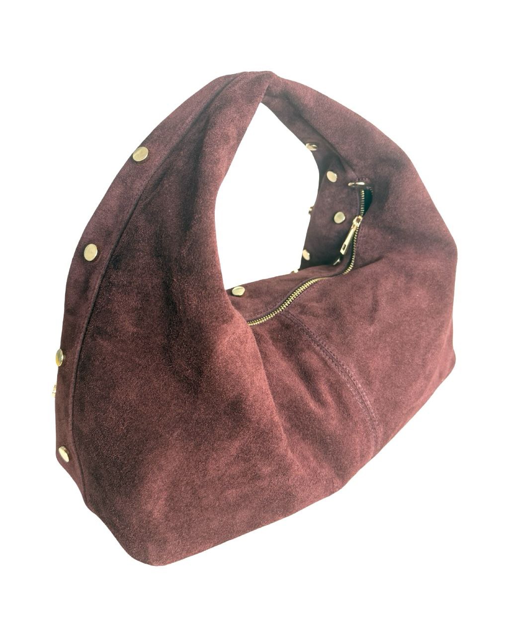 Sac hobo en daim italien clouté — Bold Luxury