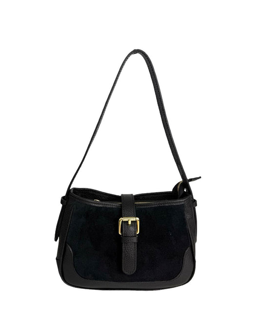 Sac à bandoulière en daim italien — compact mais frappant
