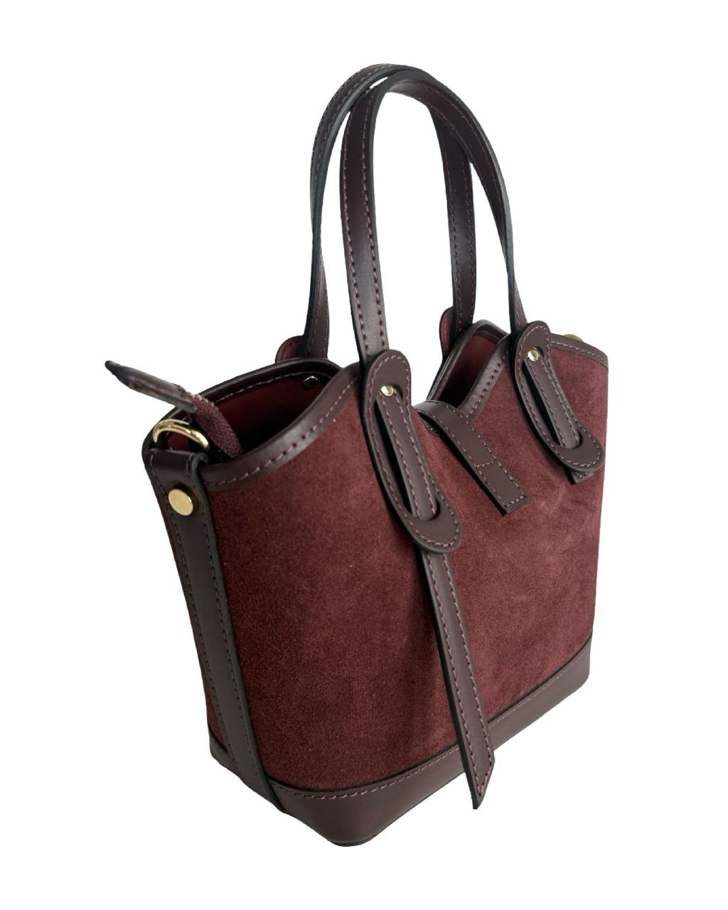 Mini sacoche en daim et cuir — Fabriqué en Italie