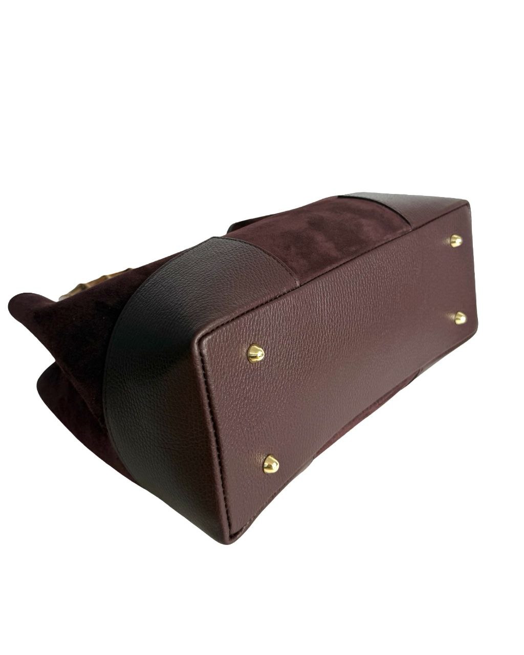 Sac à poignée supérieure en daim — Poignée en bambou