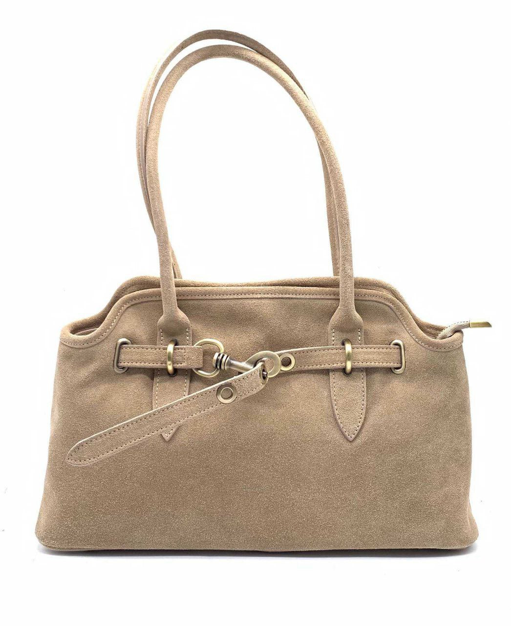 Sac à main élégant en daim aux détails raffinés