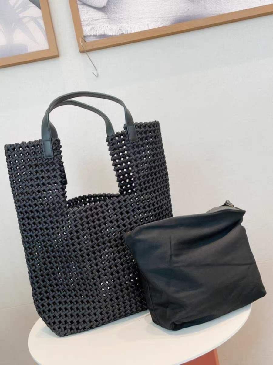 Sac cabas en cuir italien et nylon tissé à la main par Modex™