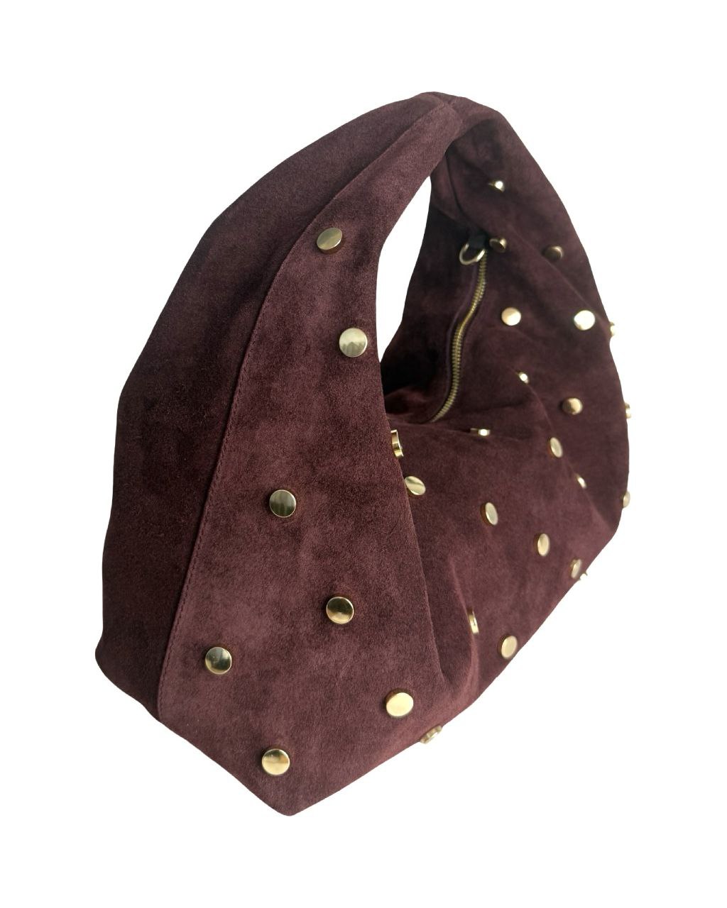 Sac hobo en daim italien clouté — Bold Luxury