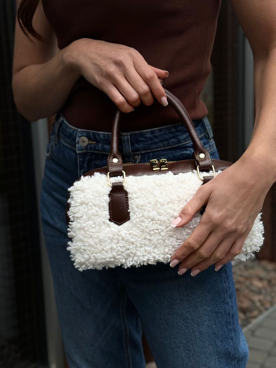 Sac à main en cuir italien Teddy — Luxe douillet, fabriqué en Italie