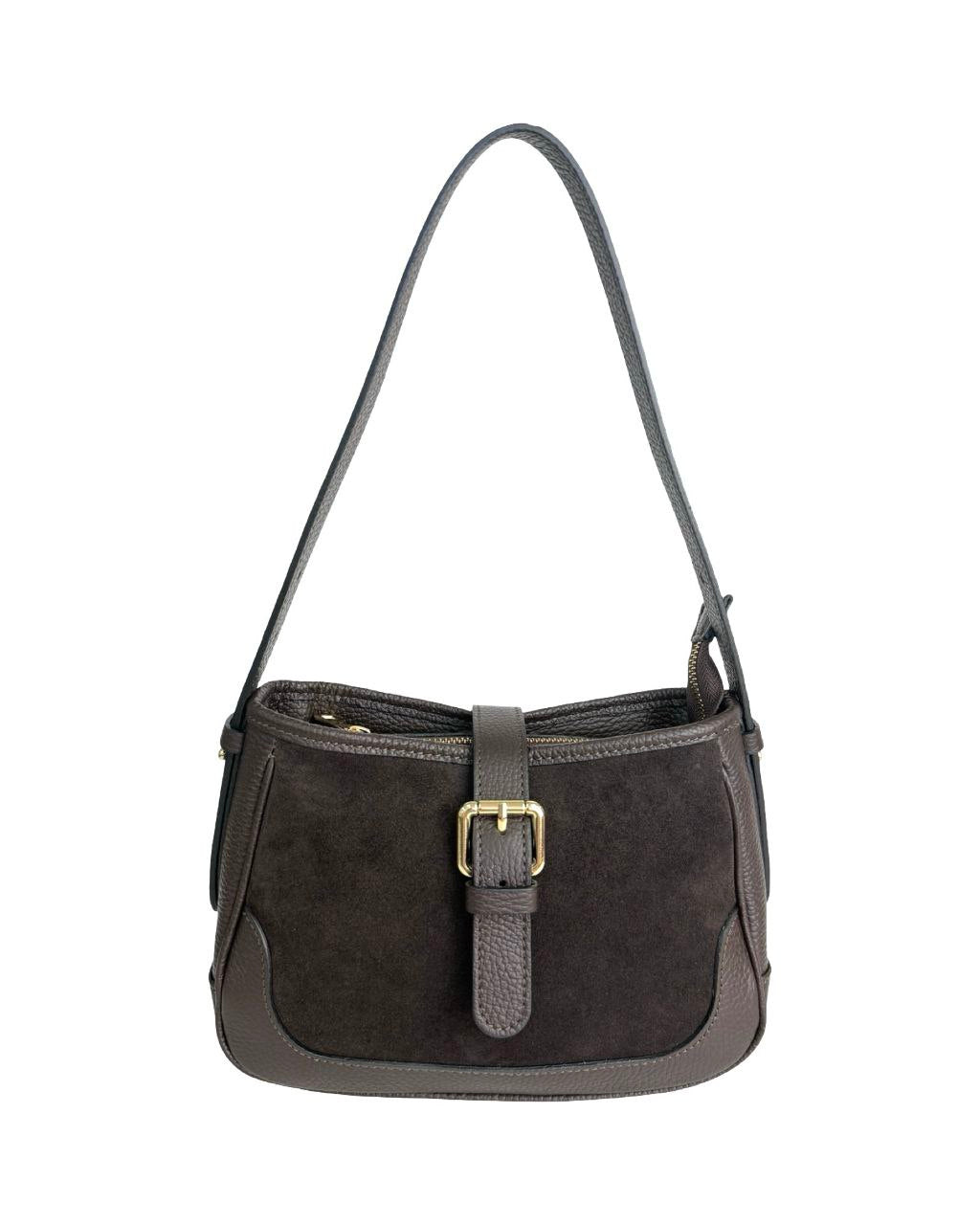 Sac à bandoulière en daim italien — compact mais frappant