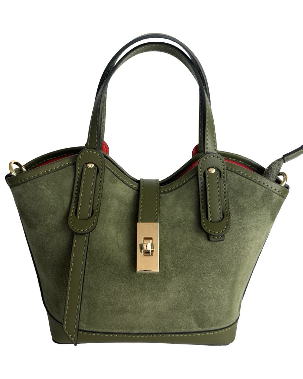 Mini sacoche en daim et cuir — Fabriqué en Italie