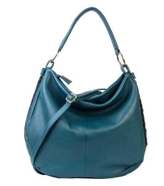 Sac hobo en cuir italien avec détails latéraux tressés par Modex™