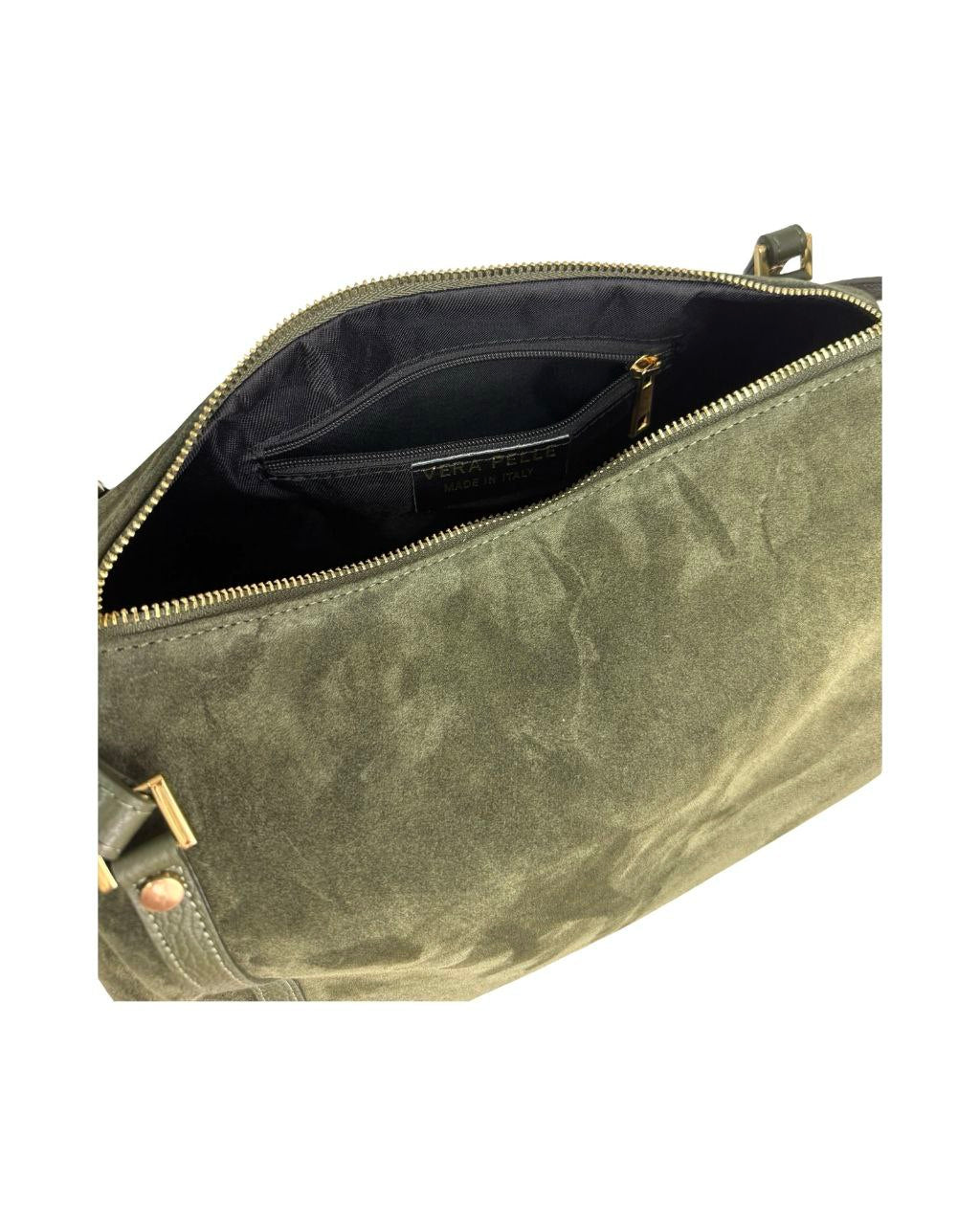 Sacoche zippée en daim — Fabriquée en Italie