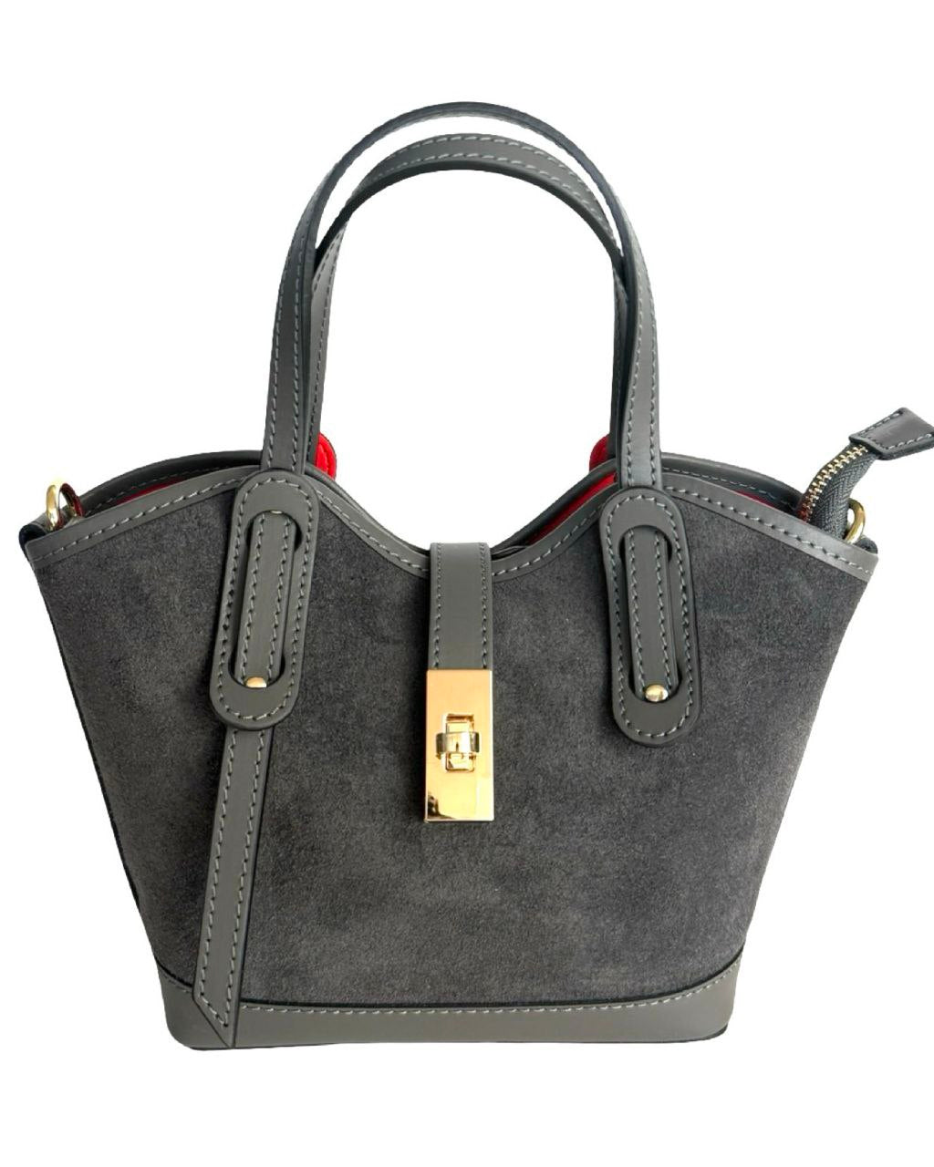 Mini sacoche en daim et cuir — Fabriqué en Italie