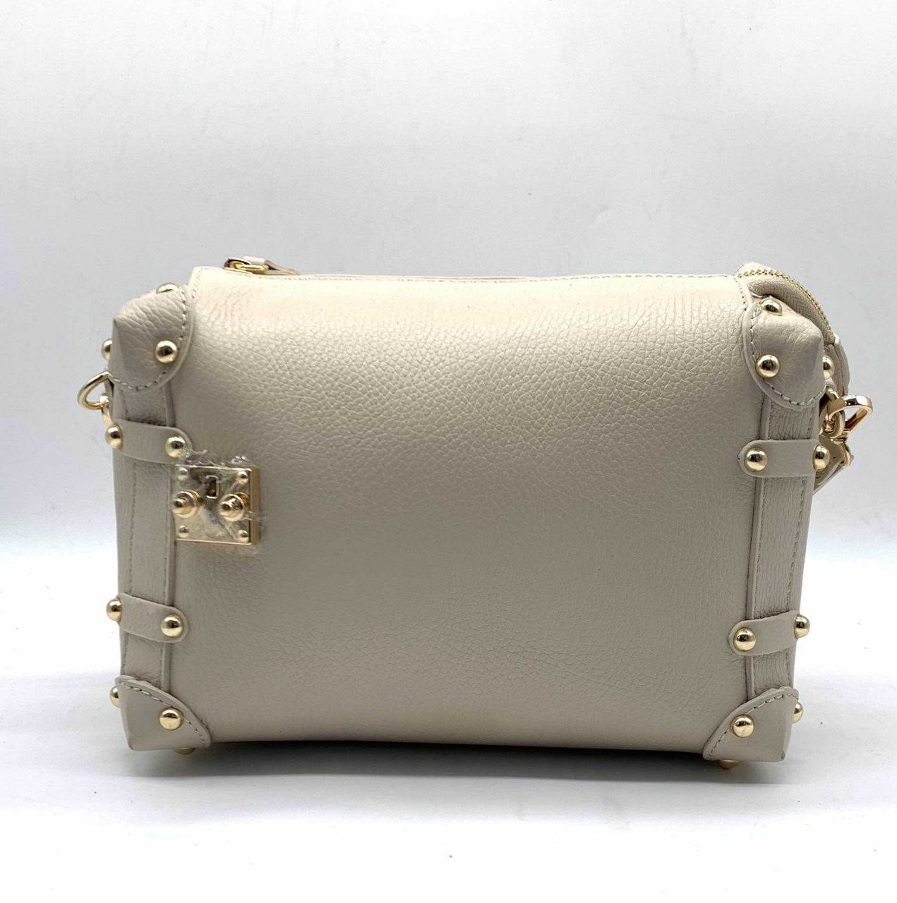 Sac bandoulière clouté en cuir véritable