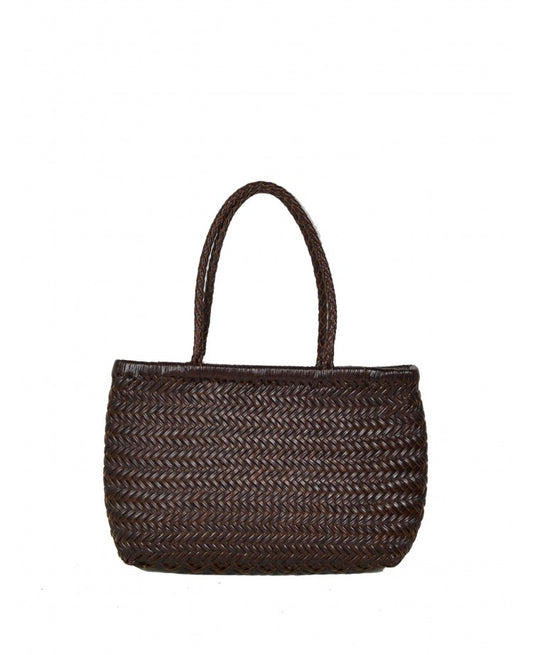 Sac fourre-tout en cuir tissé à la main avec pochette amovible