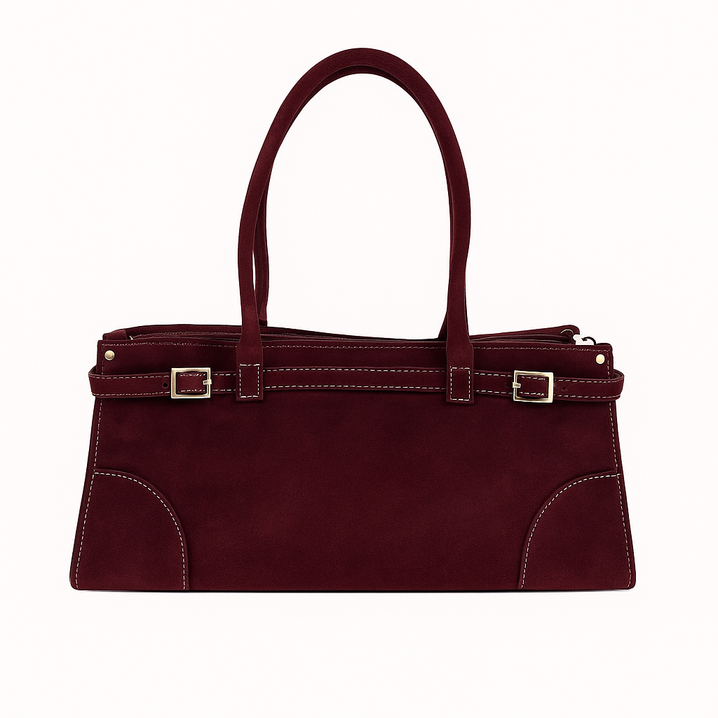Elongated Suede Shoulder Bag