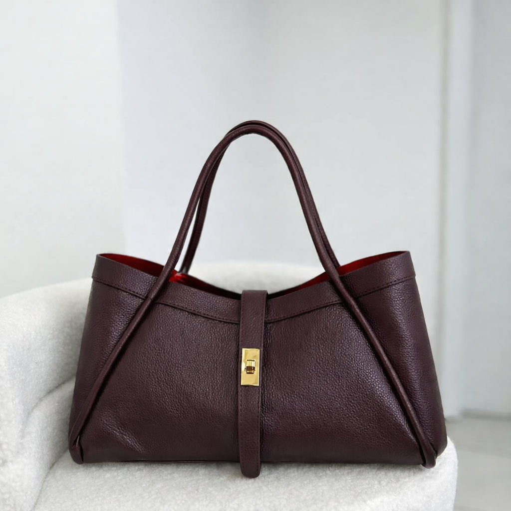 Italian Leather Structured Tote Bag