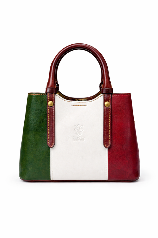 Structured Leather Top Handle Bag with Zip Closure and Shoulder Strap