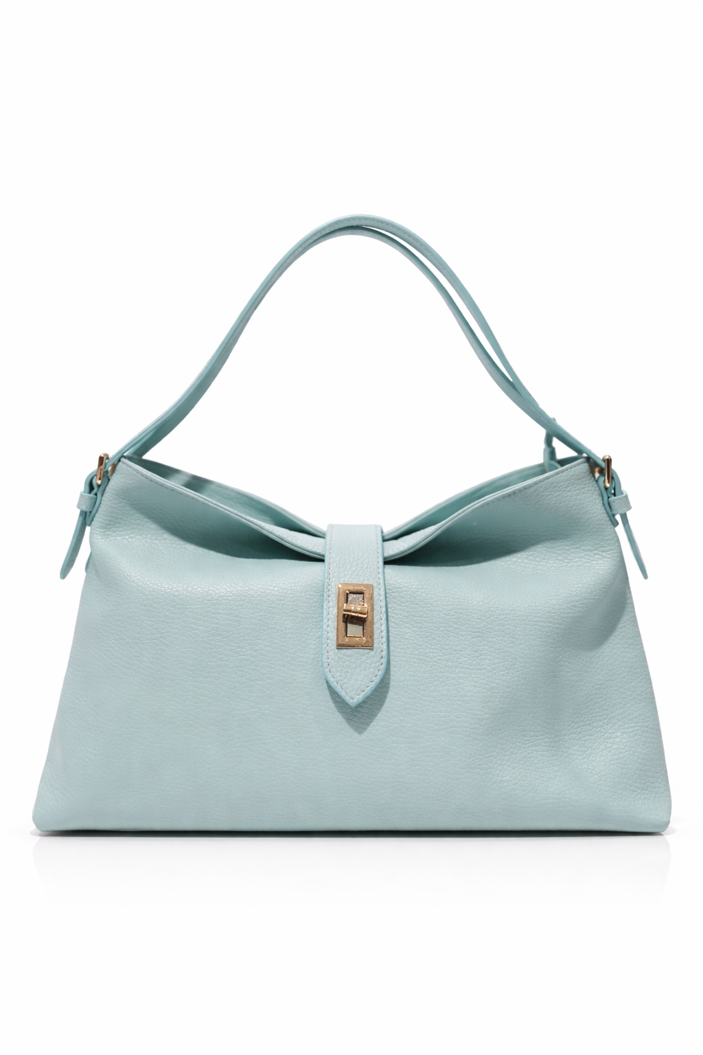 Leather Shoulder Bag with Zip Closure & Detachable Strap