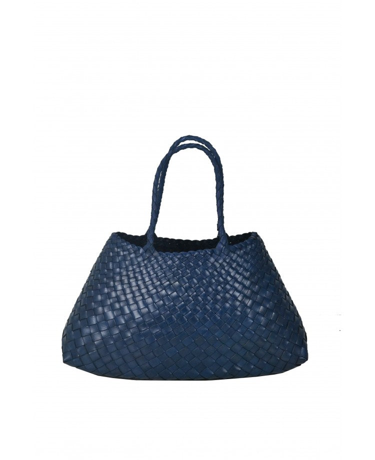Elegant Woven Leather Handbag — Long Handles