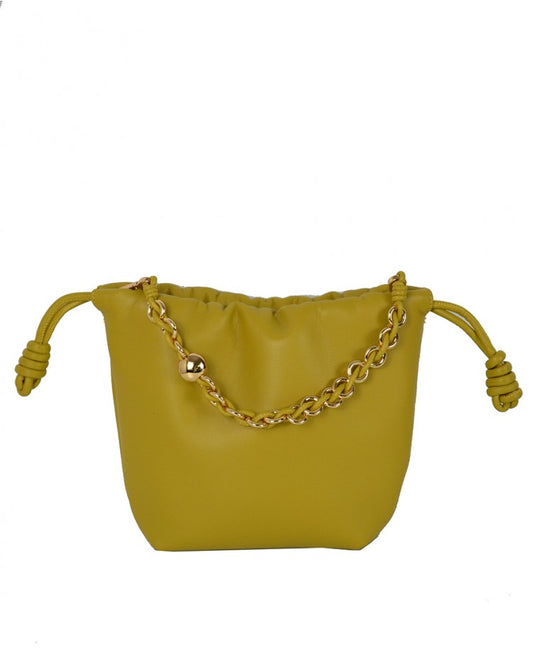 Mini Leather Handbag with Jewel Chain Strap