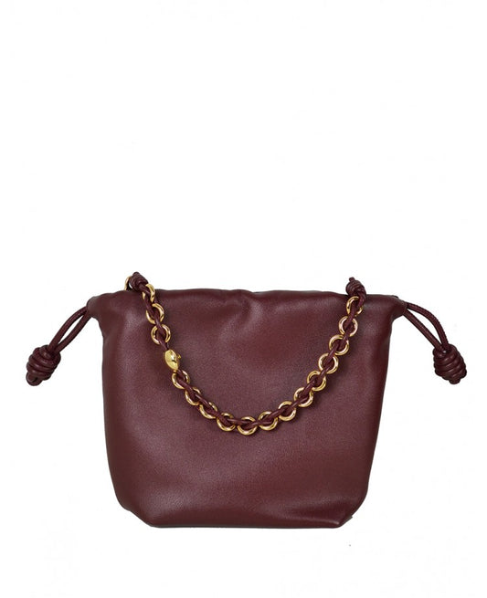 Mini Leather Handbag with Jewel Chain Strap